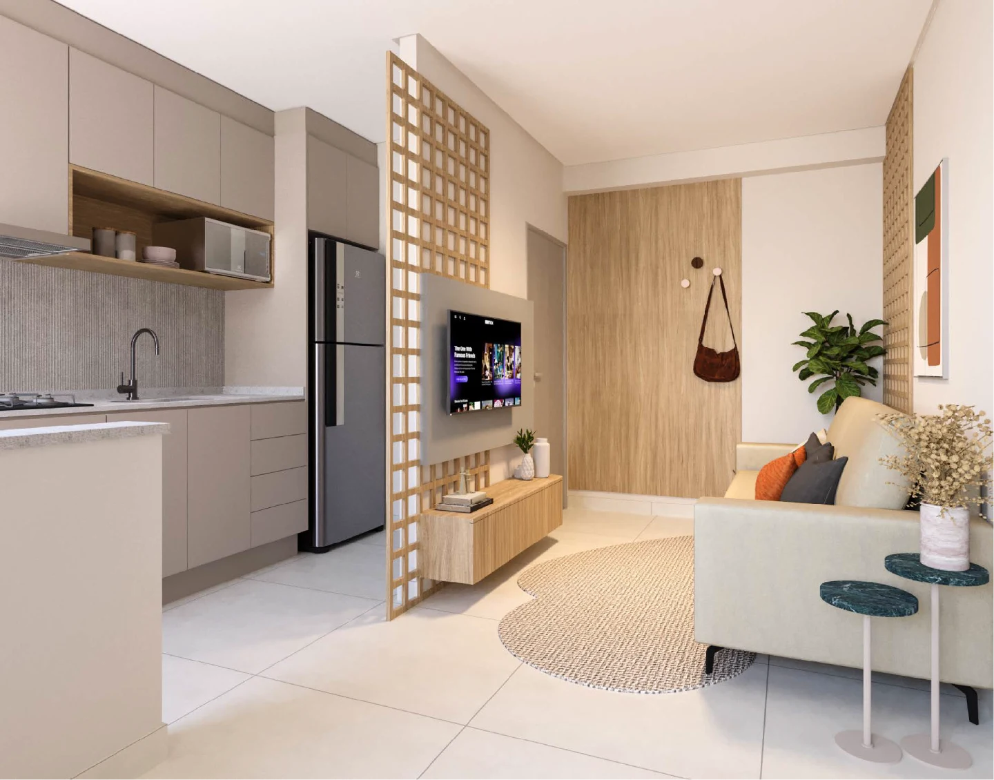 Perspectiva ilustrada do living