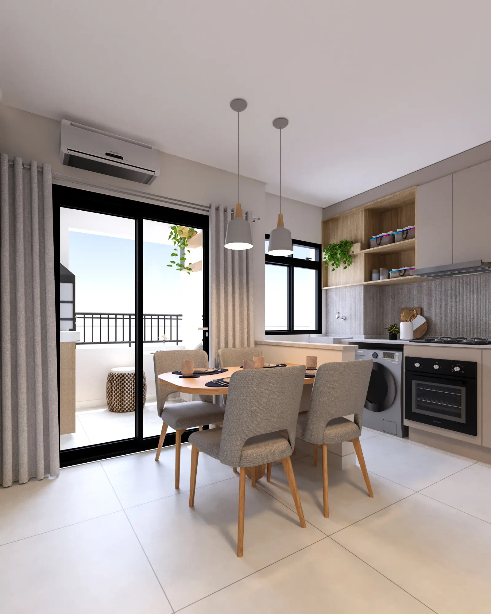 Perspectiva ilustrada do living